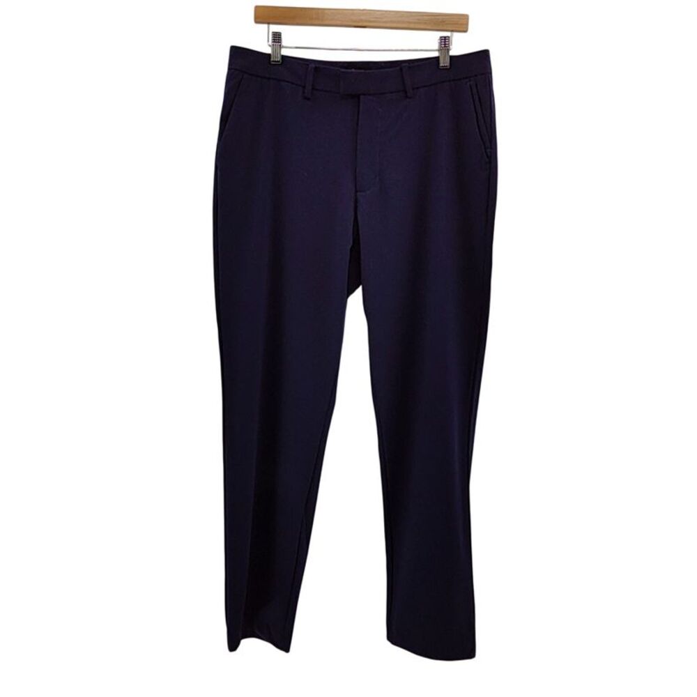 Quince Women Ultra-Stretch Ponte Straight Leg Pants Blue 34-30